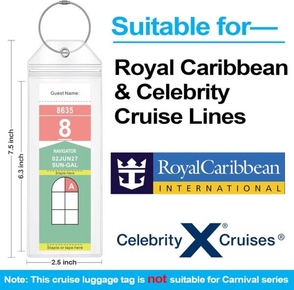 Cruise Luggage Tags for Royal Caribbean Ships and Celebrity, 6Pack Clear Tags Cr... - Image 3