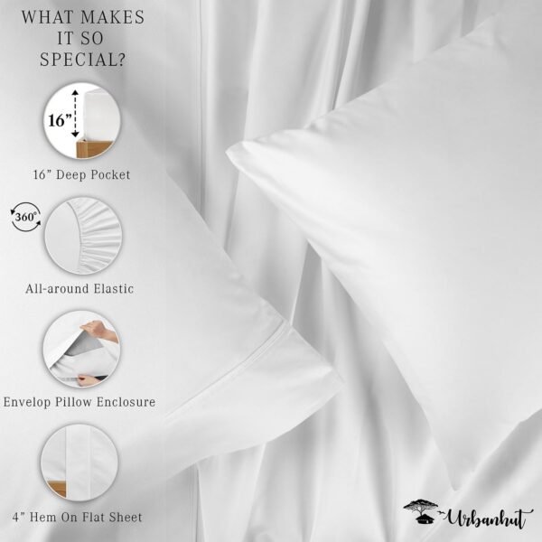 URBANHUT 1000 Thread Count Egyptian Cotton Sheets Twin Size, Long Staple Soft & ... - Image 6