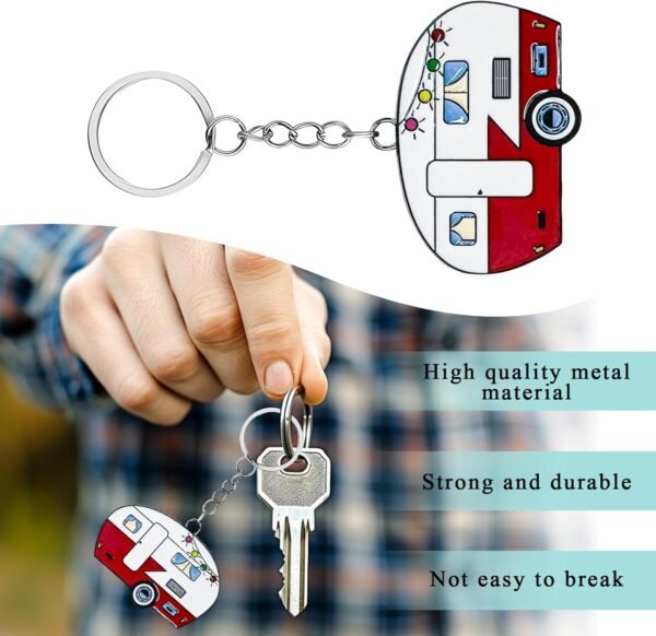 Camper Keychain, Happy RV Camper Keyring, Travel Trailers Key Chain Gift for Cam... - Image 4