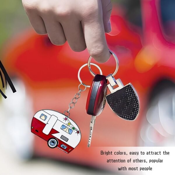 Camper Keychain, Happy RV Camper Keyring, Travel Trailers Key Chain Gift for Cam... - Image 5