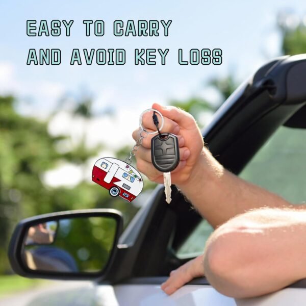 Camper Keychain, Happy RV Camper Keyring, Travel Trailers Key Chain Gift for Cam... - Image 6