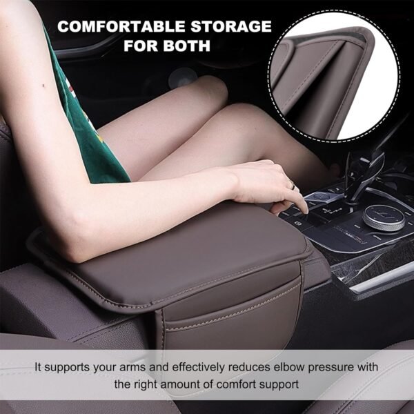 Car Center Console Cover, 11.4"×8.7" Leather Comfort Armrest Cover Cushion Pad w... - Image 7