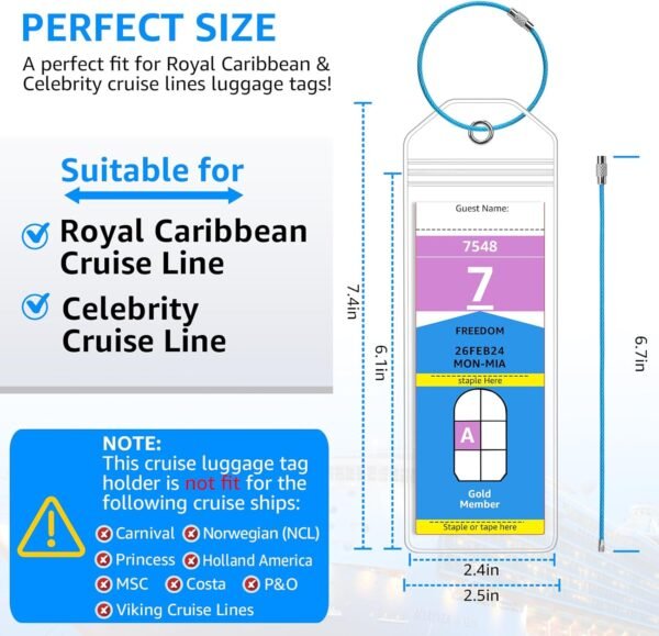 5 Pack Cruise Luggage Tag Holder for Royal Caribbean & Celebrity Ships in 2024-2... - Image 4