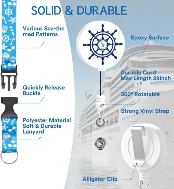 6 Pack Cruise Lanyards Set for Ship Cards, with Retractable Badge Reel Id Card H... - Image 4