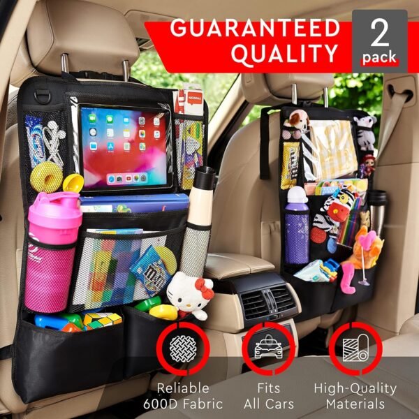 Helteko Backseat Car Organizer, Kick Mats Back Seat Protector with Touch Screen ... - Image 3