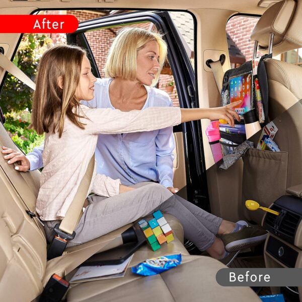 Helteko Backseat Car Organizer, Kick Mats Back Seat Protector with Touch Screen ... - Image 4