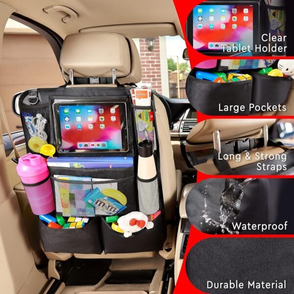Helteko Backseat Car Organizer, Kick Mats Back Seat Protector with Touch Screen ... - Image 5