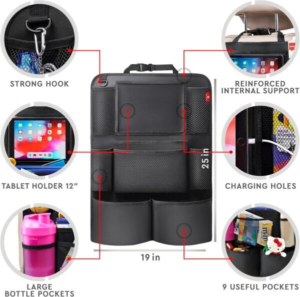 Helteko Backseat Car Organizer, Kick Mats Back Seat Protector with Touch Screen ... - Image 7