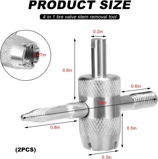 2PCS 4-Way Valve Core Tool Tire Valve Tools, 4-in-1 Tyre Valve Core Tool Tire St... - Image 3