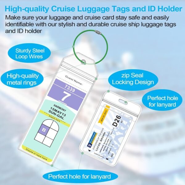 4 Pack Clear Cruise Luggage Tag Holder for Royal Caribbean and Celebrity Ships, ... - Image 4
