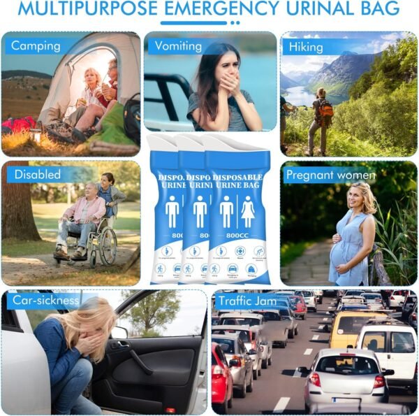DIBBATU Disposable Urine Bag, 12/24 PCS Pee Bags for Travel for Women/Men, 800ML... - Image 3