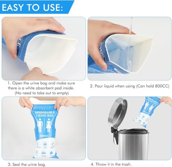 DIBBATU Disposable Urine Bag, 12/24 PCS Pee Bags for Travel for Women/Men, 800ML... - Image 6