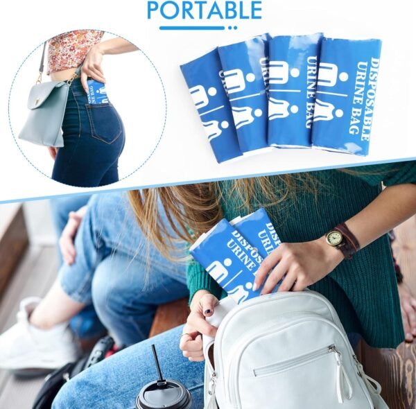 DIBBATU Disposable Urine Bag, 12/24 PCS Pee Bags for Travel for Women/Men, 800ML... - Image 7