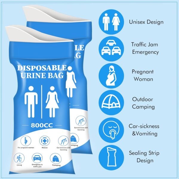 DIBBATU Disposable Urine Bag, 12/24 PCS Pee Bags for Travel for Women/Men, 800ML... - Image 8