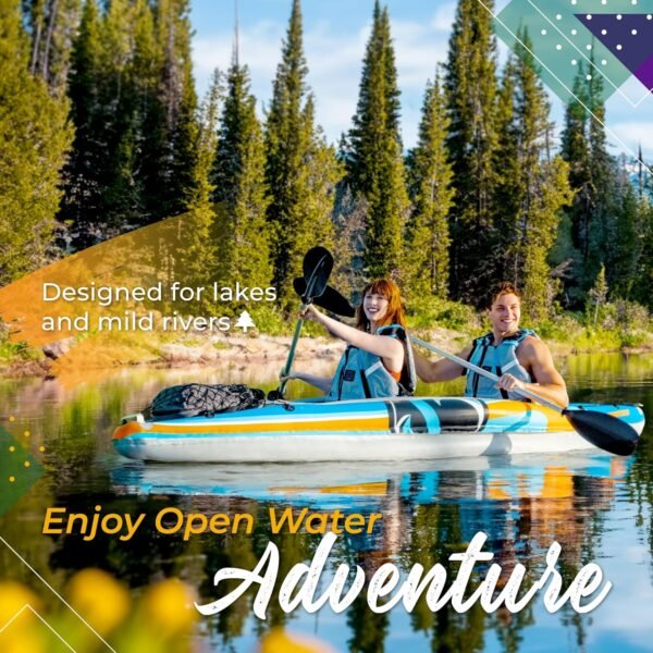 Sunlite Sports 2-Person Inflatable Kayak with Aluminum Oars (136" x 33"), High O... - Image 3