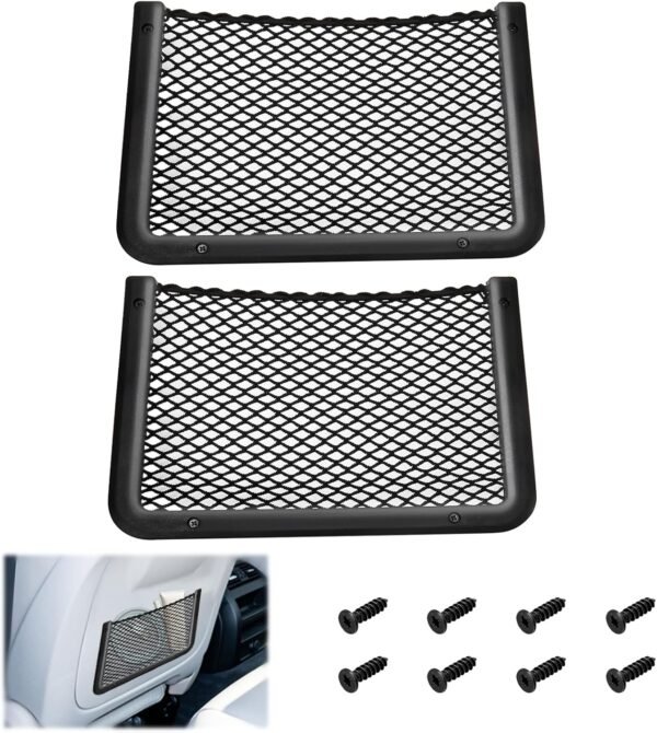 2 PCS Car Net Pocket, ABS Plastic Frame Cargo Net Storage Car Pocket Phone Net, ... - Image 2