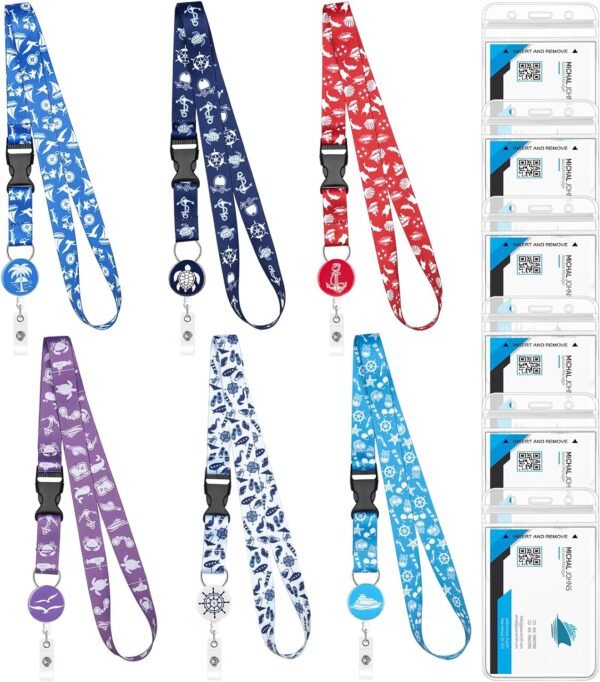 6 Pack Cruise Lanyards Set for Ship Cards, with Retractable Badge Reel Id Card H... - Image 2