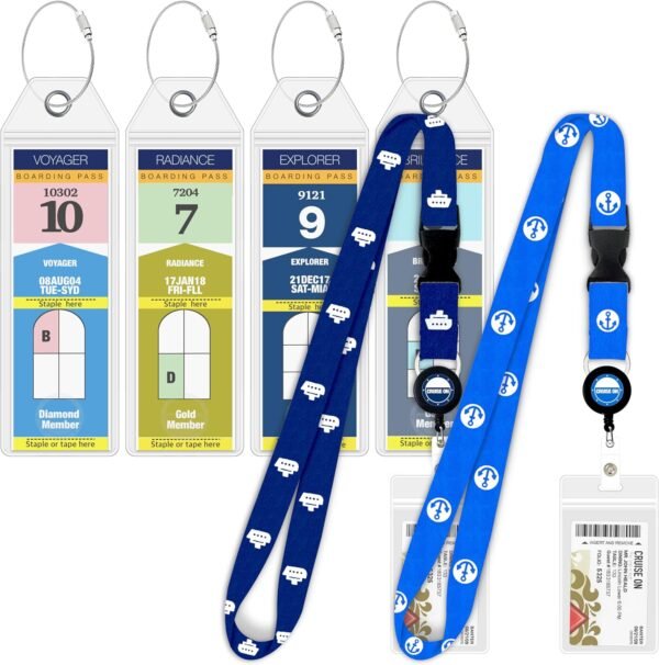 Cruise On Royal Caribbean Luggage Tag Holders (4 Pack) & Lanyards (2 Pack) – Lar... - Image 2