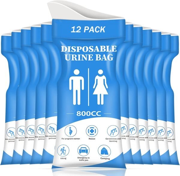 DIBBATU Disposable Urine Bag, 12/24 PCS Pee Bags for Travel for Women/Men, 800ML... - Image 2