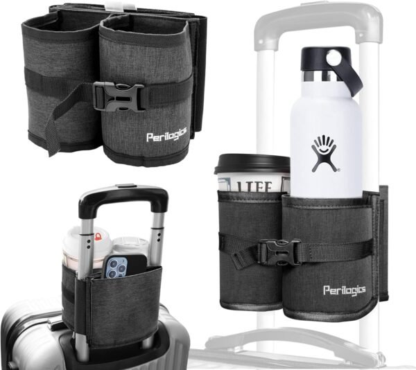 Perilogics Luggage Travel Cup Holder Hands Free Drink Caddy for Suitcase Handle.... - Image 2