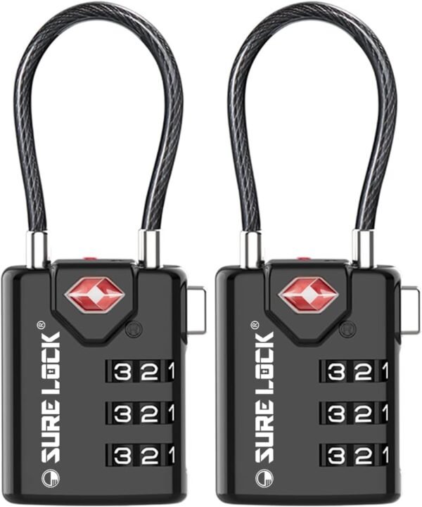 SURE LOCK TSA Compatible Travel Luggage Locks, Inspection Indicator, Easy Read D... - Image 2