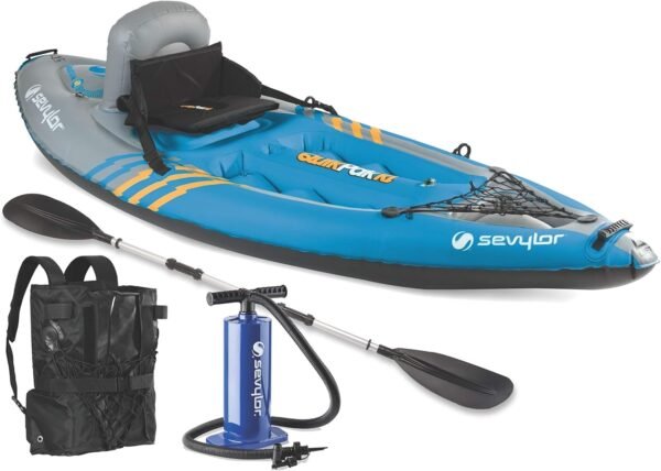 Sevylor QuickPak K1 1-Person Inflatable Kayak, Kayak Folds into Backpack with 5-... - Image 2