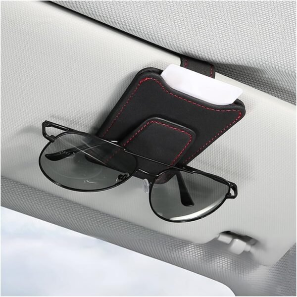 Sunglasses Holder for Car Sun Visor, Magnetic Leather Eyeglass Hanger Clip with ... - Image 2