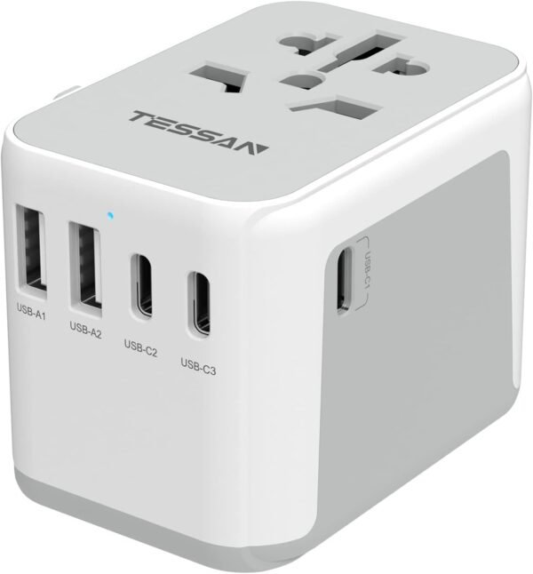 TESSAN Universal Travel Adapter, International Power Adapter 5.6A 3 USB C 2 USB ... - Image 2