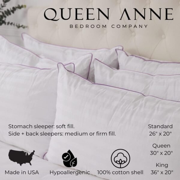 Queen Anne Luxury Hotel Pillows - Two Pack (2) - Majesty Down - Synthetic Down A... - Image 5