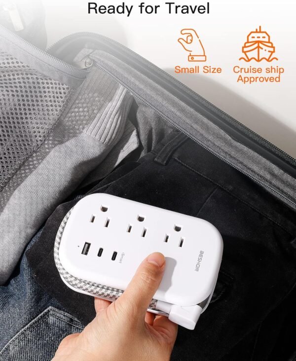 BESHON Flat Plug Power Strip, 3 Outlets with 3 USB Ports(2 USB C), Ultra Flat 3.... - Image 7