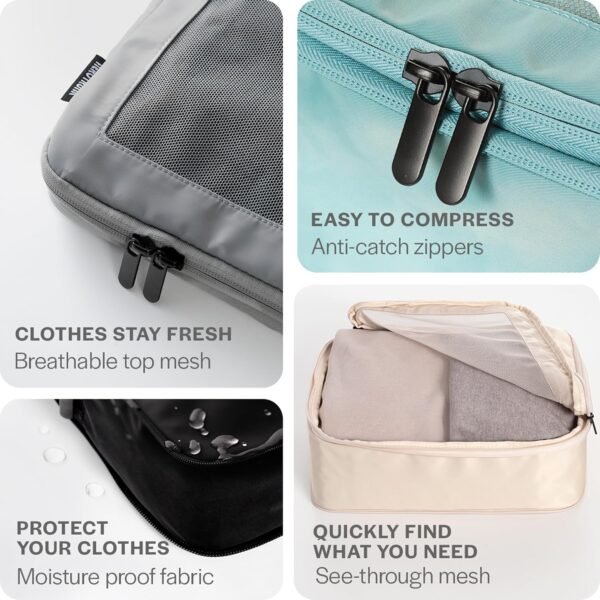 Compression Packing Cubes for Travel - Luggage Organizer Bags - Double Zipper Pa... - Image 7