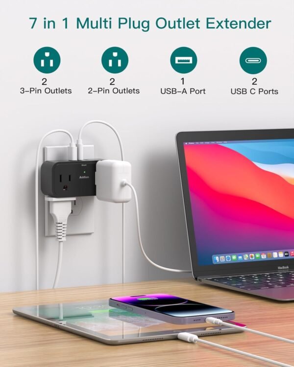 Cruise Ship Essentials, Travel Power Strip - Outlet Extender with 4 AC Outlets 3... - Image 4