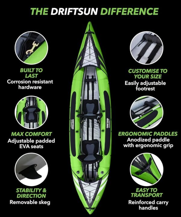 Driftsun Almanor Inflatable Kayak - Inflatable Touring Kayak - 1 & 2 Person Kaya... - Image 5