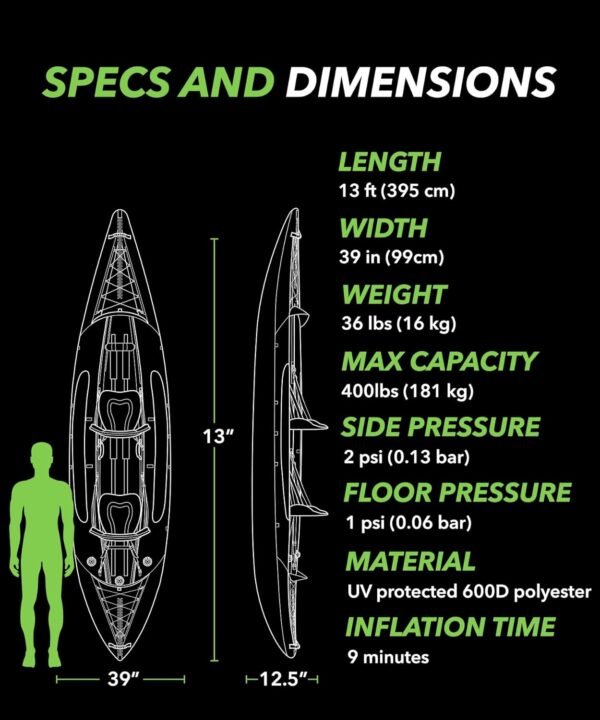 Driftsun Almanor Inflatable Kayak - Inflatable Touring Kayak - 1 & 2 Person Kaya... - Image 8