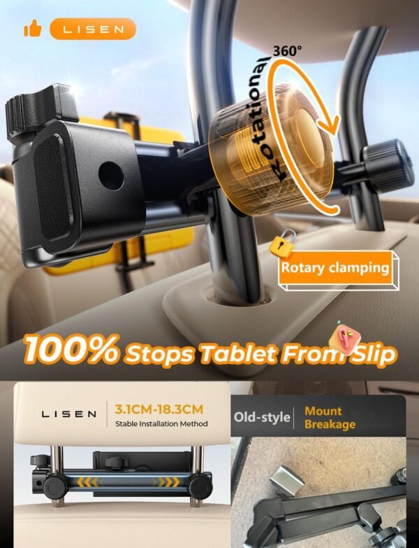 LISEN 3 in 1 for iPad Holder for Car Accessories for Women Interior Road Trip Es... - Image 9