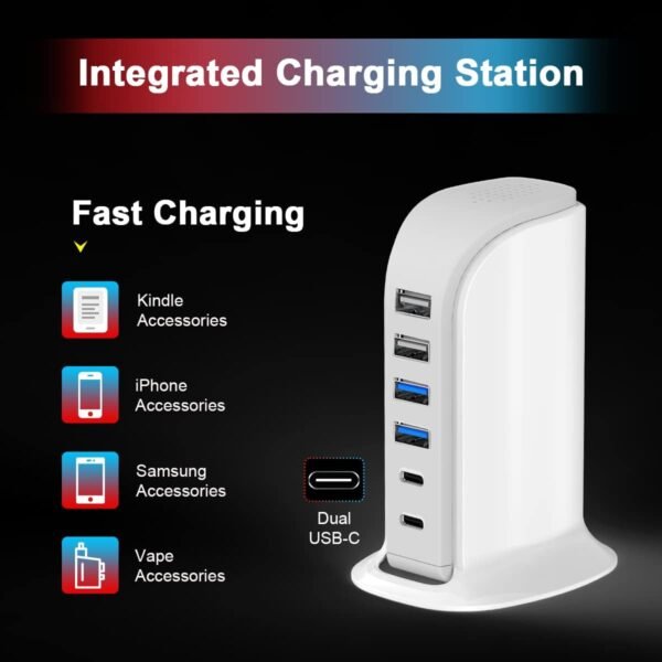 USB Charger Upoy, Charging Station for Multiple Devices 45W, Fast Charging Block... - Image 3