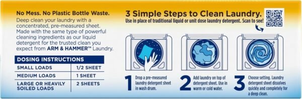 Arm & Hammer Power Sheets Laundry Detergent, Fresh Linen 50ct, up to 100 Small L... - Image 12