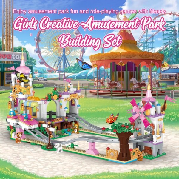 711 Piece Friends Roller Coaster Building Set,Girls Creative Amusement Park Buil... - Image 3