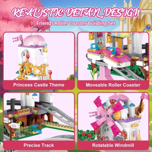 711 Piece Friends Roller Coaster Building Set,Girls Creative Amusement Park Buil... - Image 5