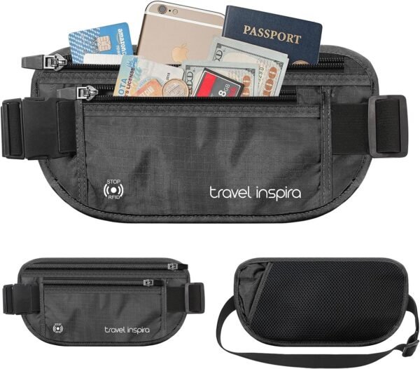 travel inspira Travel Money Belt with Slim Anti-Theft RFID Blocking Passport Hol... - Image 3