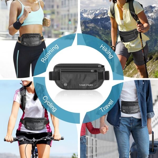 travel inspira Travel Money Belt with Slim Anti-Theft RFID Blocking Passport Hol... - Image 9