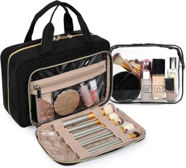 BAGSMART Toiletry Bag Hanging Travel Makeup Organizer with TSA Approved Transpar... - Image 3