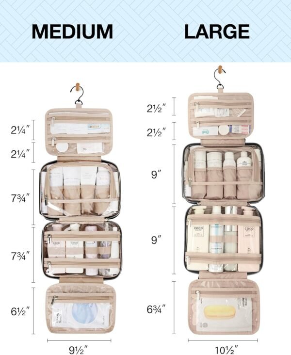 BAGSMART Toiletry Bag Hanging Travel Makeup Organizer with TSA Approved Transpar... - Image 6