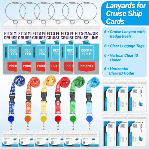 Cruise Lanyards, 6 Pack Waterproof Cruise Luggage Tags with Ship Key Card Badge ... - Image 3