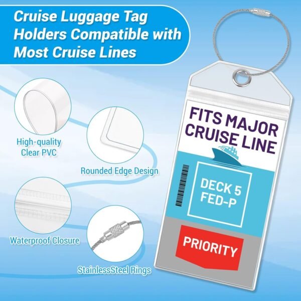 Cruise Lanyards, 6 Pack Waterproof Cruise Luggage Tags with Ship Key Card Badge ... - Image 5