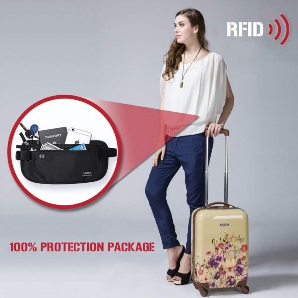 DAITET Money Belt - Passport Holder Secure Hidden Travel Wallet with RFID Blocki... - Image 7