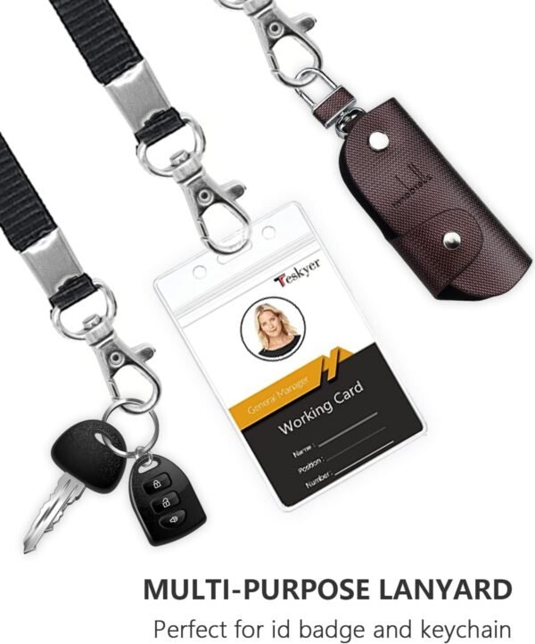 Teskyer Lanyards for ID Badges, 3 Pack of Lanyard with Clear Plastic ID Badge Ho... - Image 5