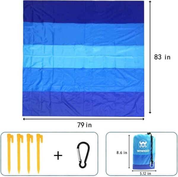 Beach Blanket Waterproof Sandproof Beach Mat 79" X 83" /10'x9'for 2-8 Adults Qui... - Image 3