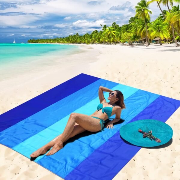 Beach Blanket Waterproof Sandproof Beach Mat 79" X 83" /10'x9'for 2-8 Adults Qui... - Image 6