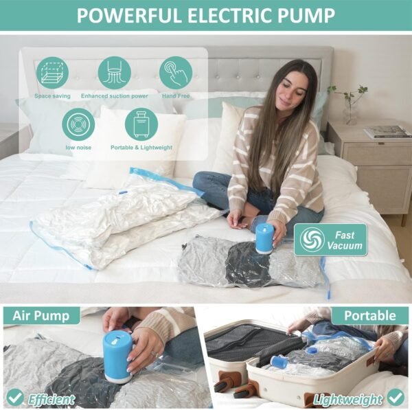 Travel Vacuum Bags with Electric Pump, 8 Pack Vacuum Travel Bags for Luggage and... - Image 4